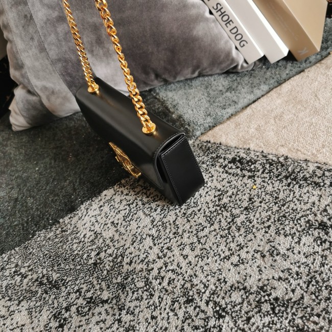 Celine CHAIN SHOULDER BAG TRIOMPHE IN SHINY CALFSKIN 197992 black&gold Hardware