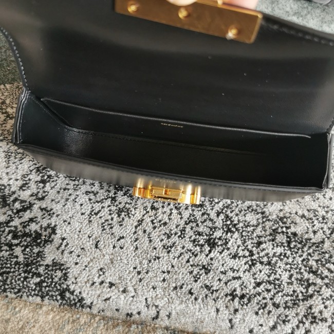 Celine CHAIN SHOULDER BAG TRIOMPHE IN SHINY CALFSKIN 197992 black&gold Hardware