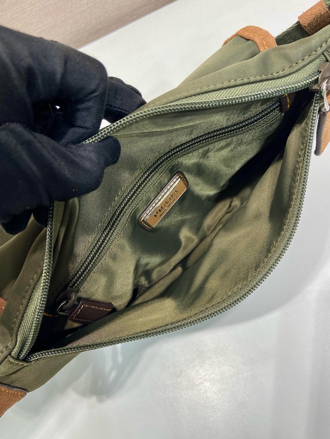 Prada Re-Nylon and suede belt bag 2VH176 Musk Green