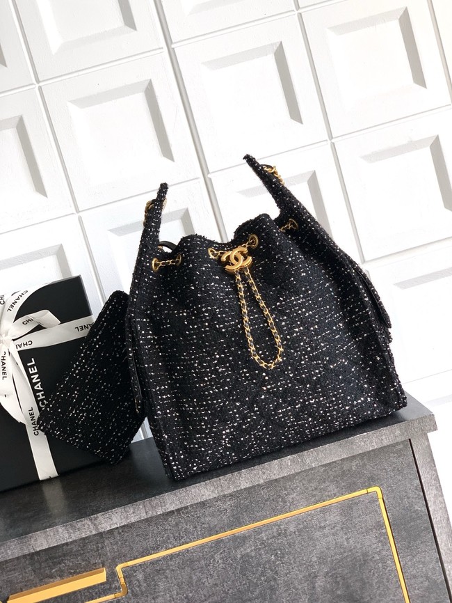 CHANEL 25 handbag Woolen tweed AS5311 black