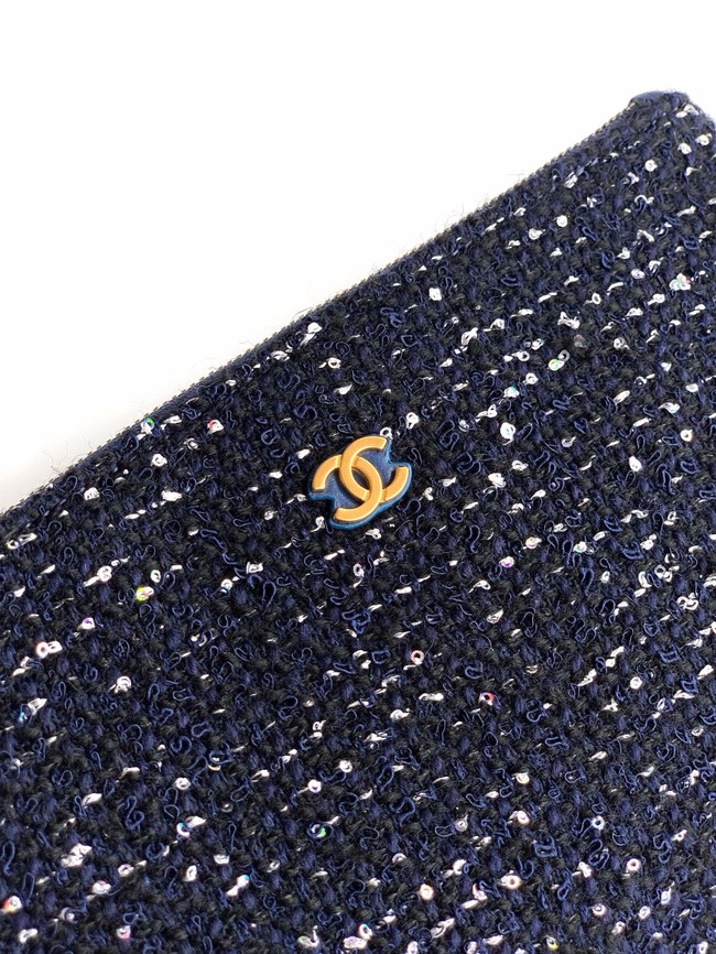 CHANEL 25 handbag Woolen tweed AS5311 dark blue