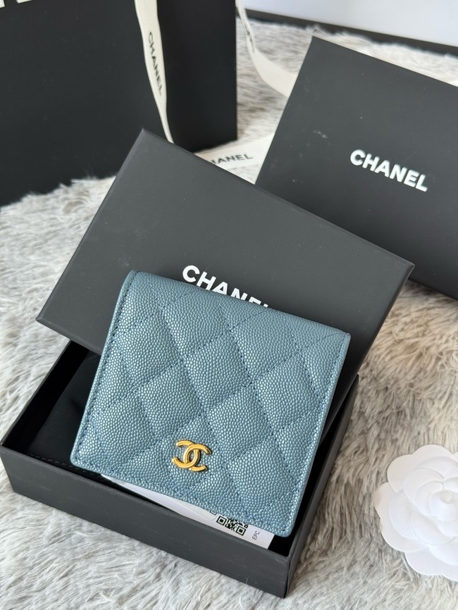 Chanel Leather Wallet A84058 blue