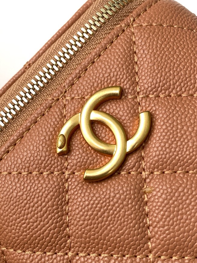 CHANEL Grained Calfskin Small Vanity with Chain AP3941 Camel