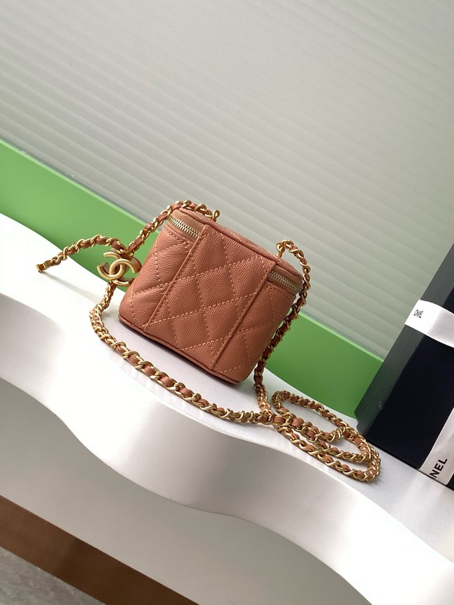 CHANEL Grained Calfskin Small Vanity with Chain AP3941 Camel