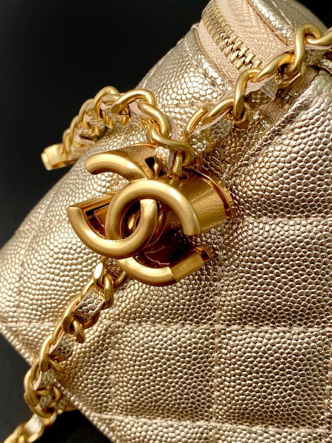 CHANEL MINI CLUTCH Grained Calfskin AP3940 gold