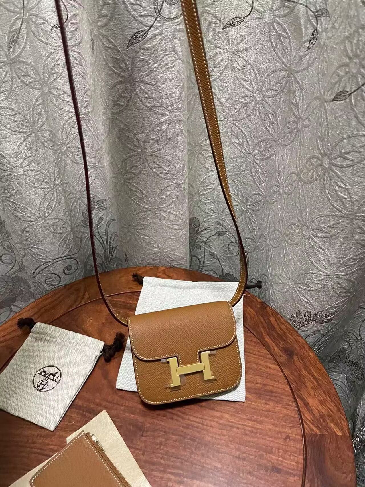 Hermes Epsom Leather Wallet Bag H8030 Brown