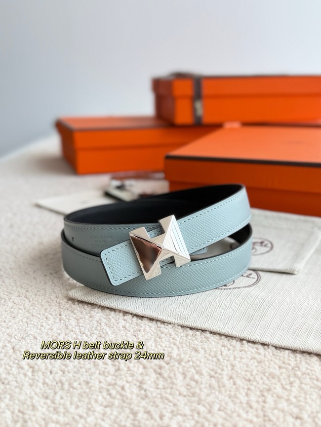 Hermes Epsom calfskin double-sided leather belt 65994