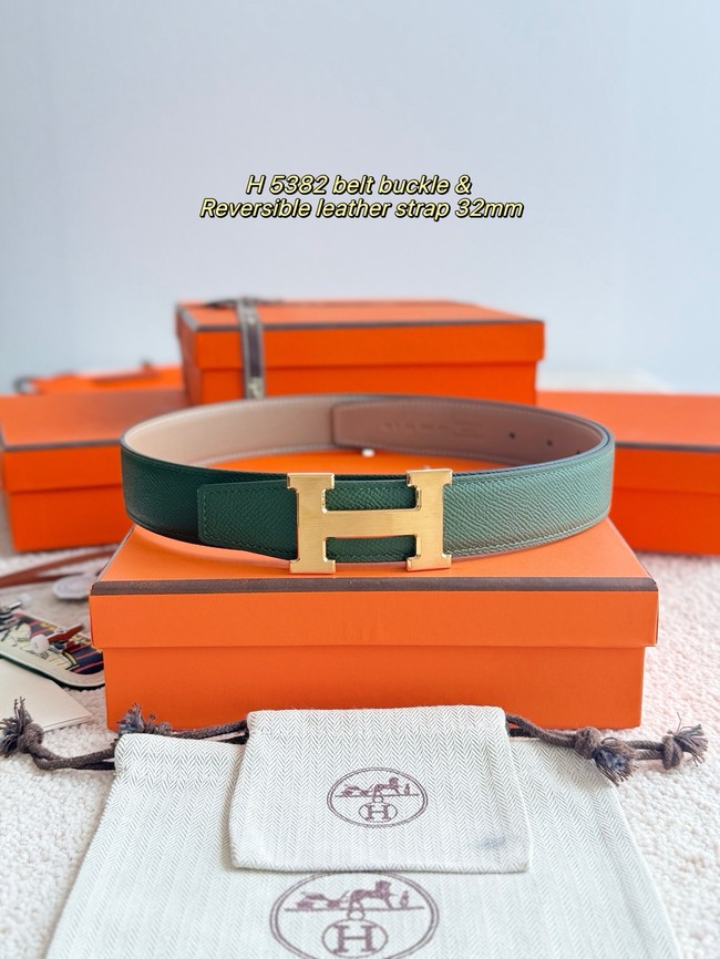 Hermes Epsom calfskin double-sided leather belt 66002