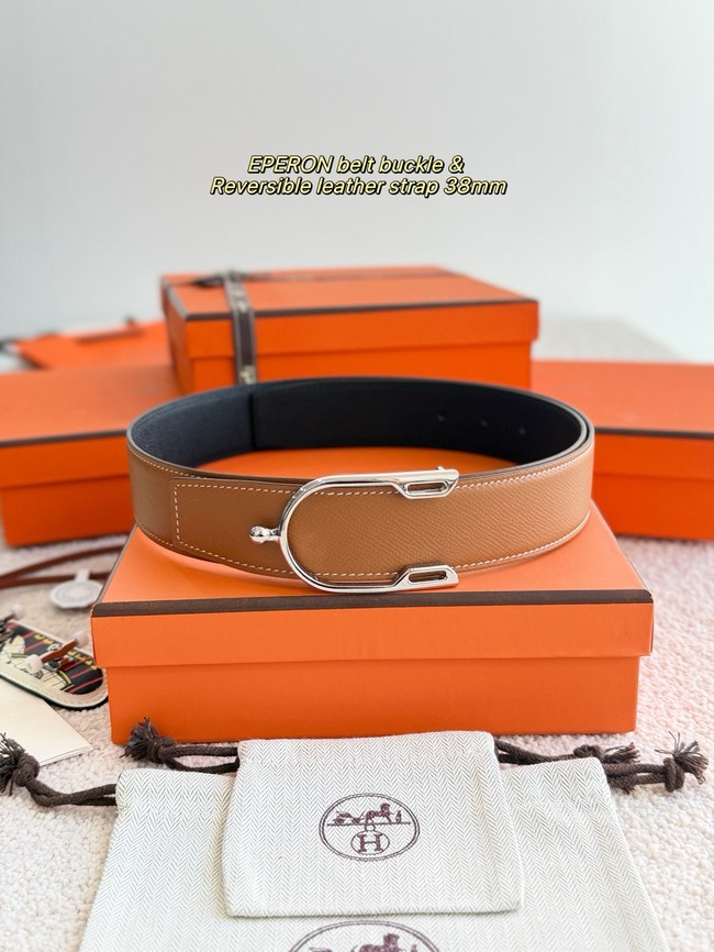 Hermes Epsom calfskin double-sided leather belt 66010