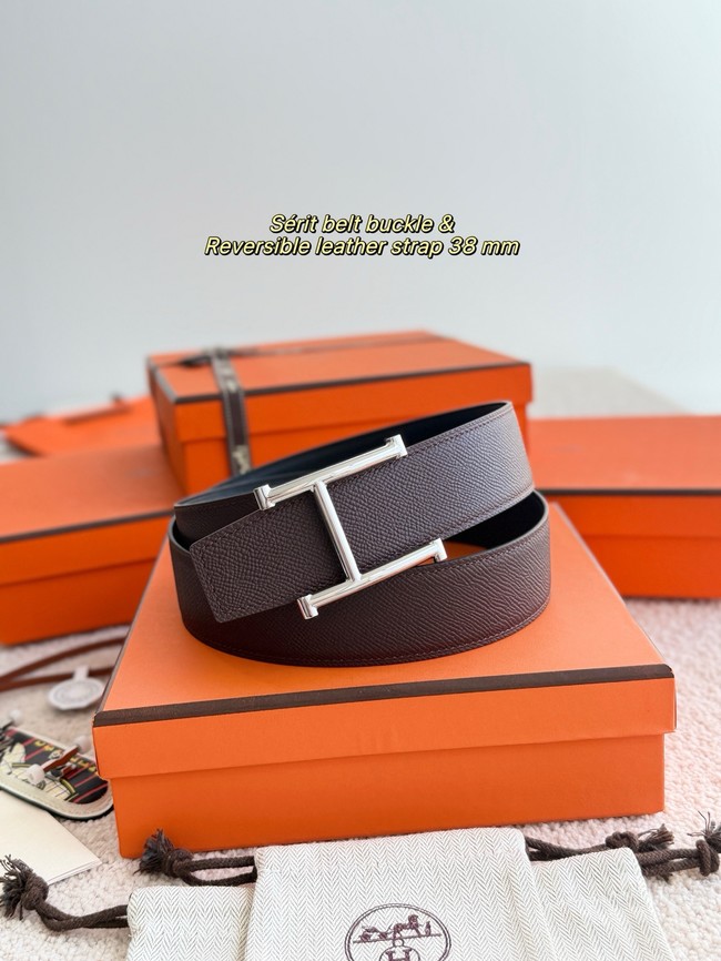 Hermes Epsom calfskin double-sided leather belt 66015