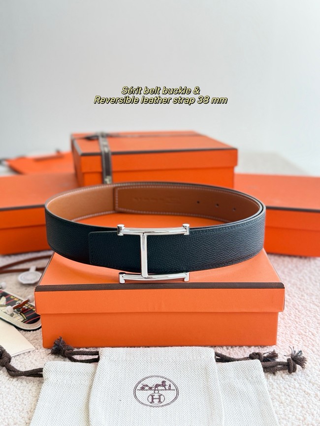 Hermes Epsom calfskin double-sided leather belt 66017