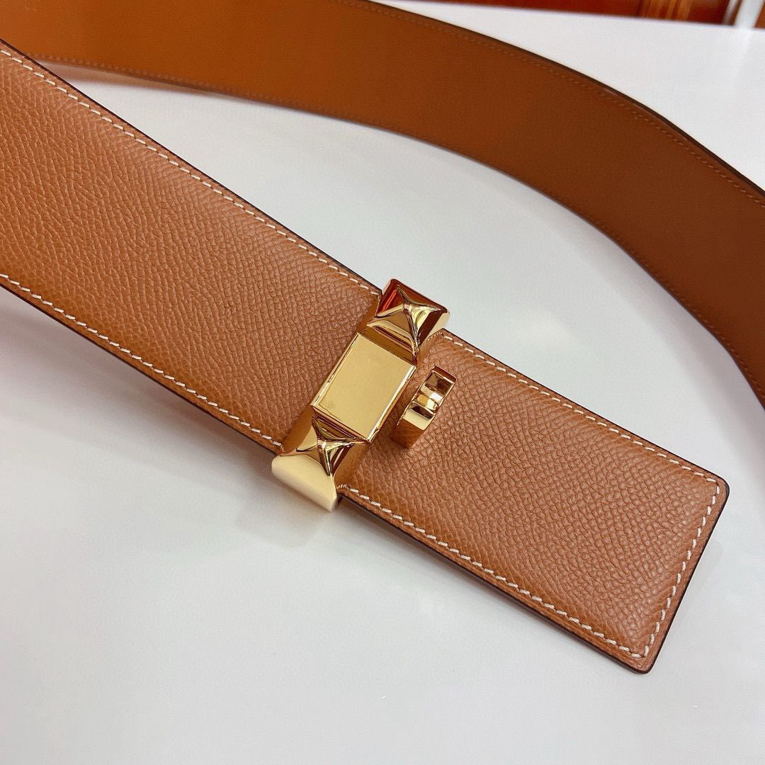 Hermes Epsom calfskin leather belt 66055 brown Hermes Epsom calfskin leather belt 66055 brown
