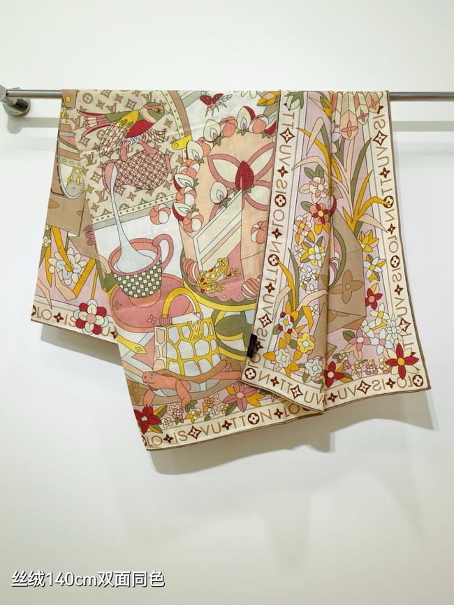 Louis Vuitton Shawl Cashmere and Silk KY122 