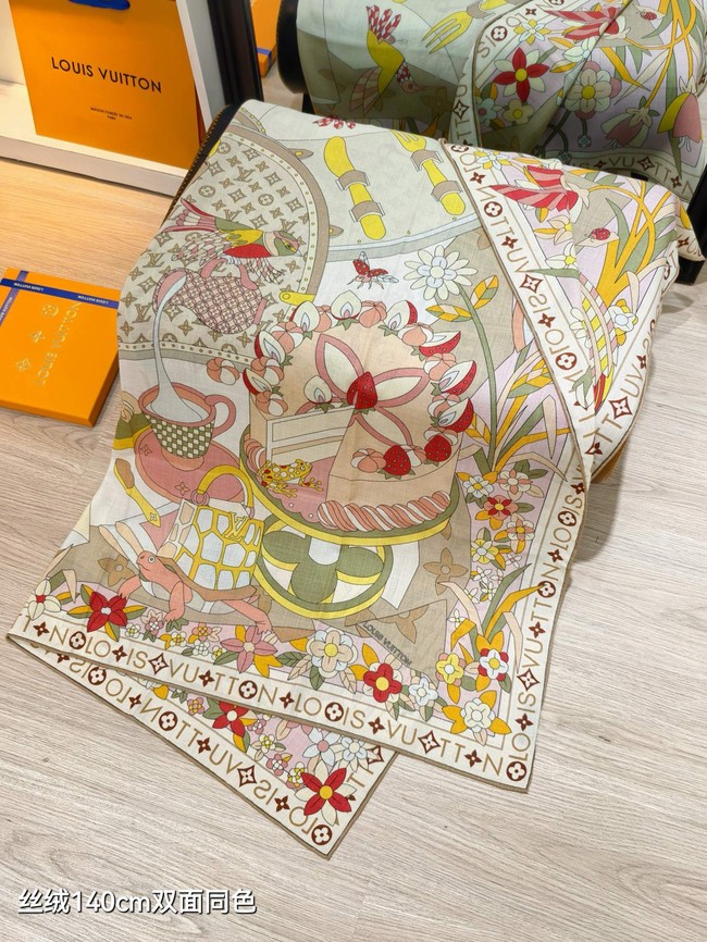 Louis Vuitton Shawl Cashmere and Silk KY122 