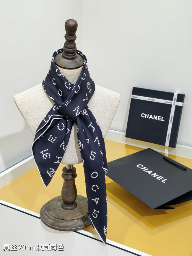 Chanel 90 Square Scarf Silk Twill KY154
