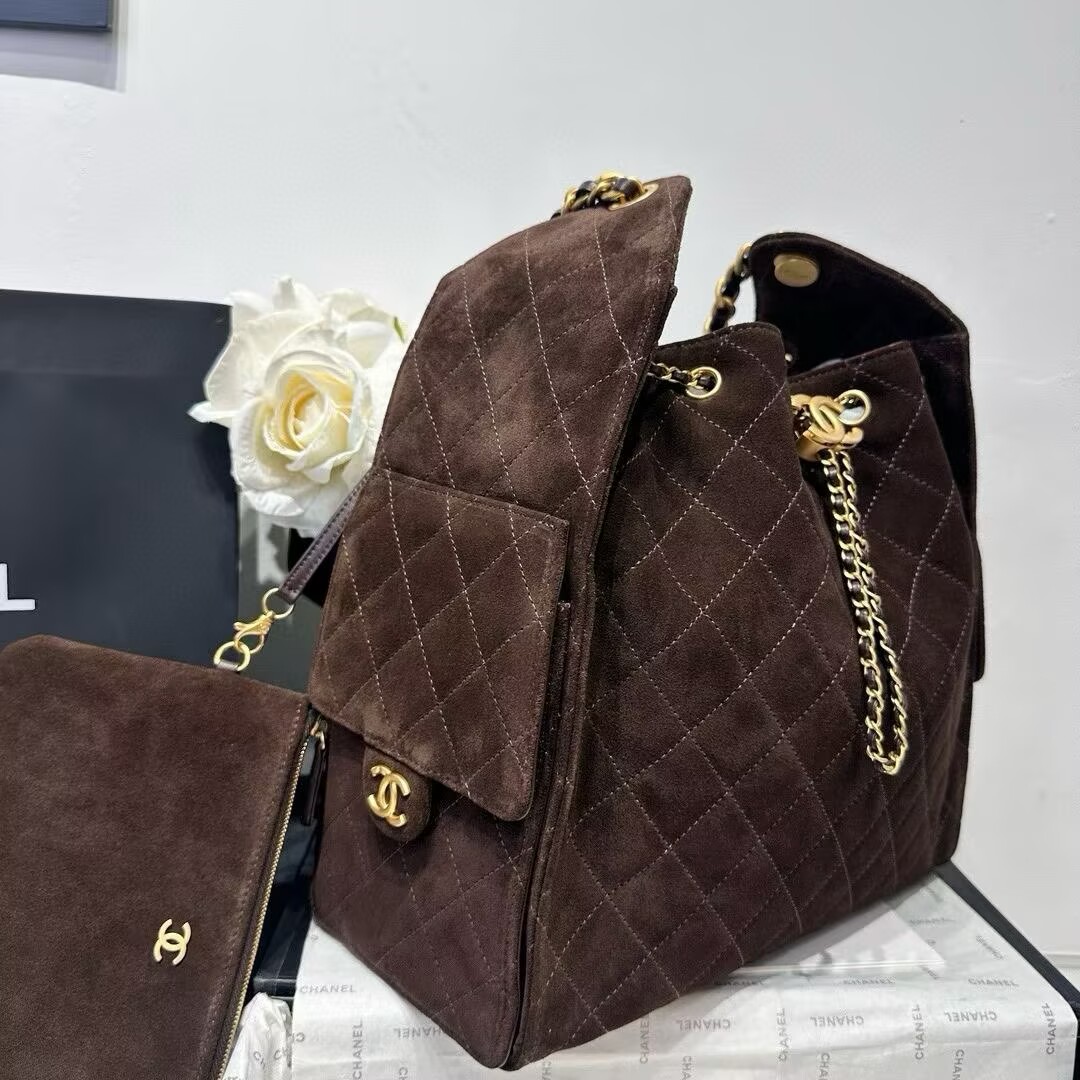 CHANEL 25 Medium Handbag AS5311 Sude Dark Brown CHANEL 25 Medium Handbag AS5311 Sude Dark Brown