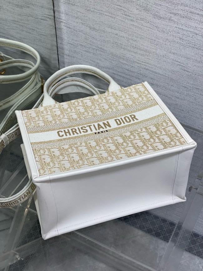 Small Dior Book Tote Dior Oblique Embroidery and Calfskin M1325CZ-2
