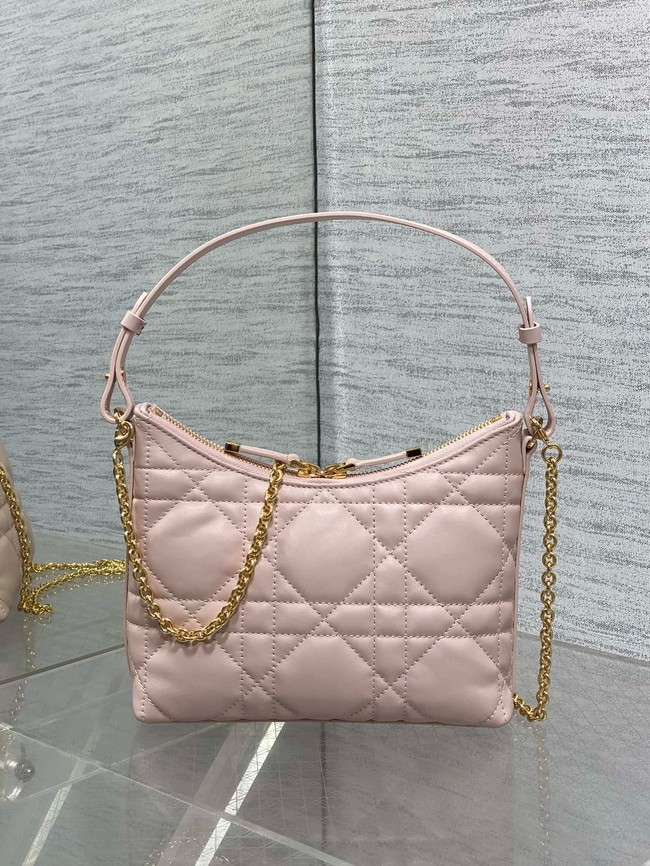 Miss Caro Diorling Mini Bag with Chain Powder Pink Macrocannage Lambskin S5253U