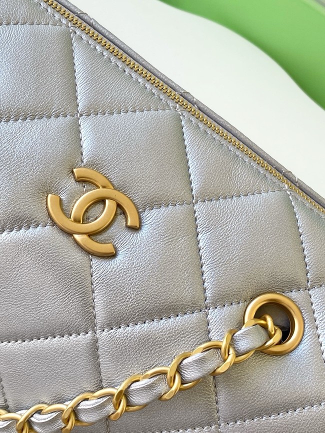 CHANEL Small Bowling Bag Lambskin AS5792 Silver