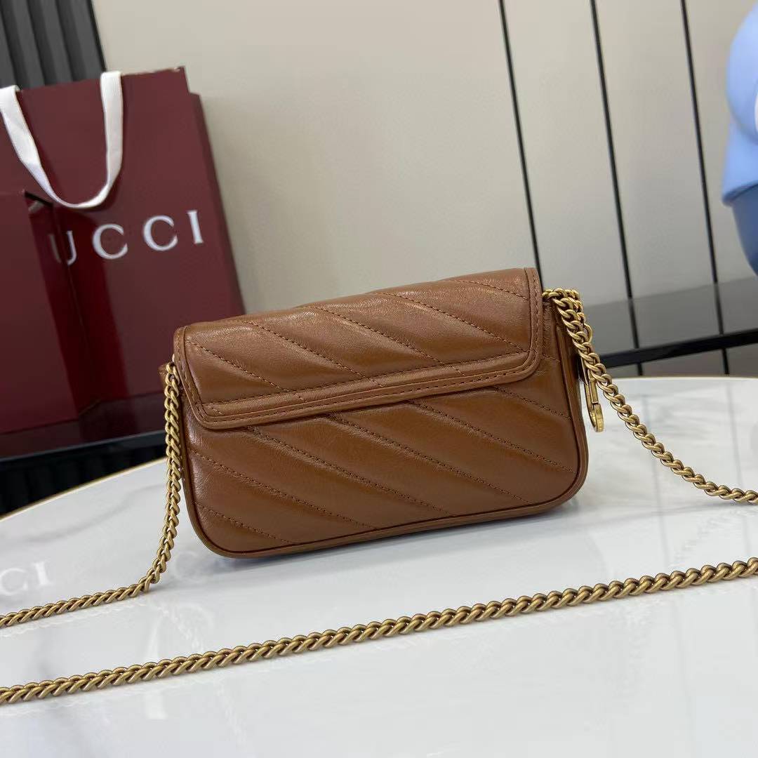 Gucci GG Marmont matelasse super mini bag 476433 brown