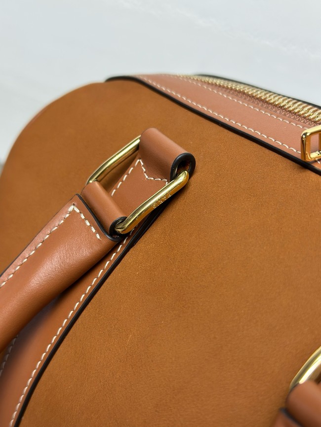 Celine LARGE BOSTON in SUEDE CALFSKIN 121323 TOBACCO