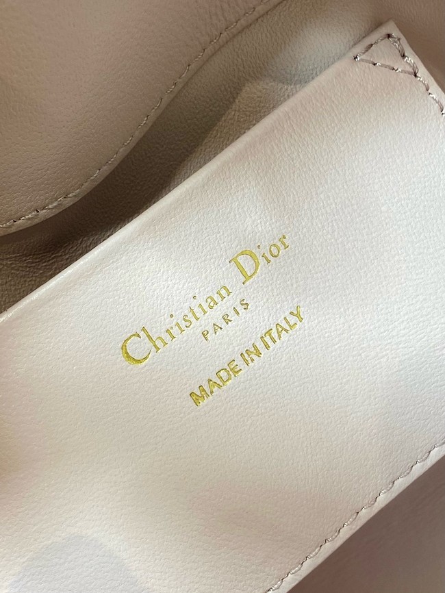 Small Dior Toujours Vertical Tote Bag Macrocannage Crinkled Calfskin M2835 light pink