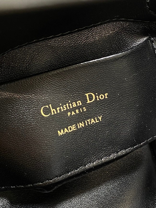 Dior Toujours Vertical Nano Tote Bag Macrocannage Calfskin S6100 black&gold