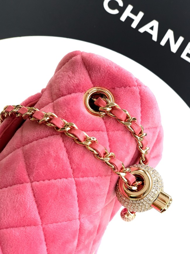 Chanel small Classic Handbag velvet AS1787 Pink