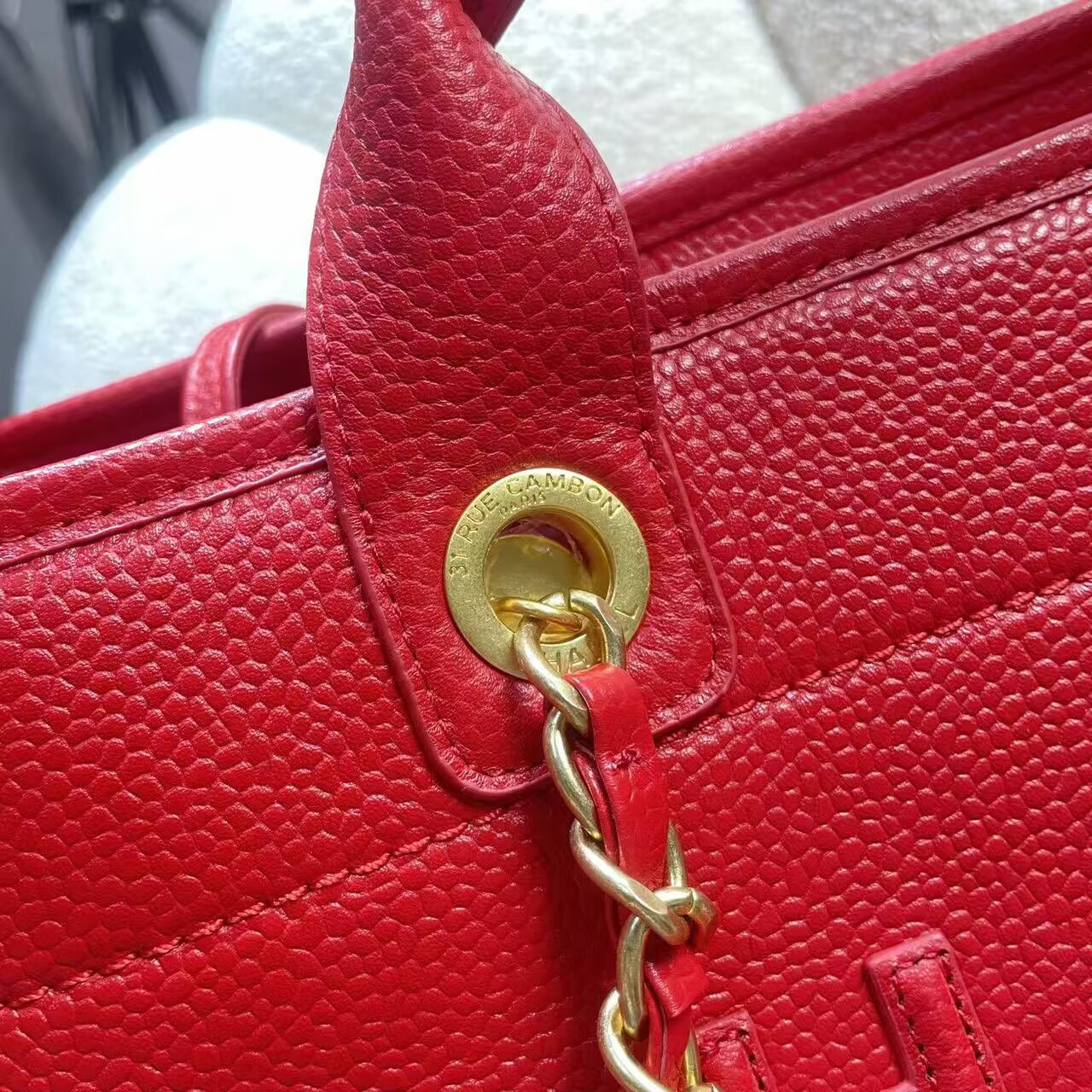 Chanel Original Leather LARGE SHOPPING BAG A66941 Red