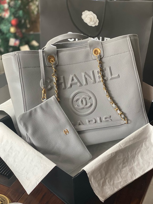 CHANEL Large Tote A66941 light gray