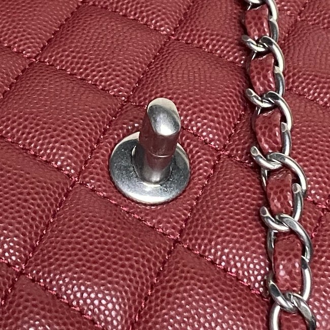 CHANEL Mini Flap Bag with Top Handle AS5702 red&Silver Metal