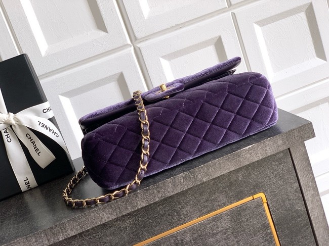 CHANEL Classic 11.12 Handbag velvet A01112 Purple