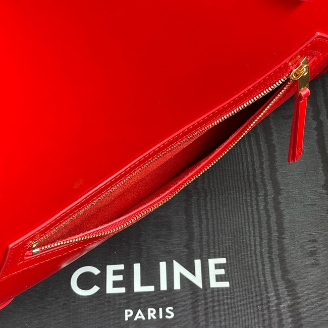 Celine FLAT CABAS NEW LUGGAGE IN GLOSSY CALFSKIN 123963 Ultra Red