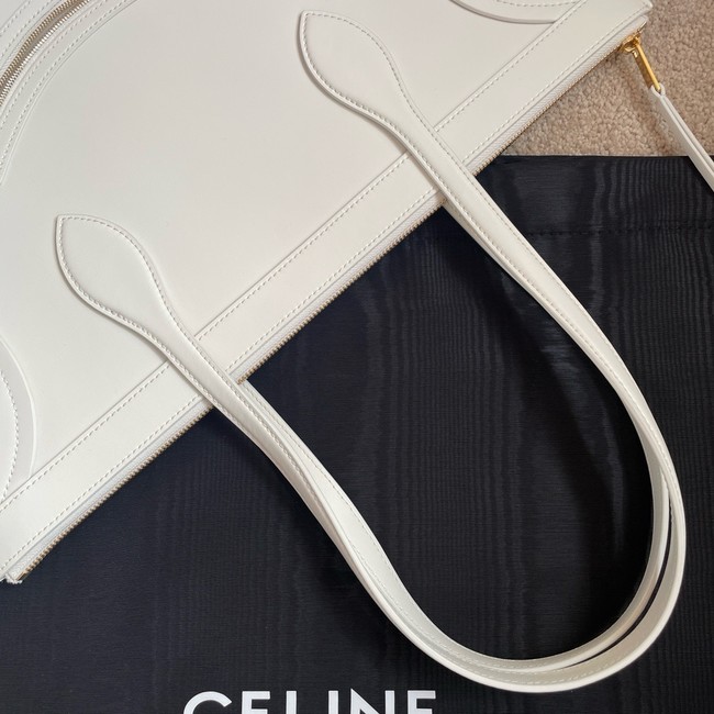 Celine FLAT CABAS NEW LUGGAGE IN GLOSSY CALFSKIN 123963 WHITE