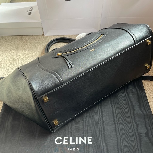 Celine LARGE SMILING NEW LUGGAGE IN SUPPLE SHINY LAMBSKIN 123683 black