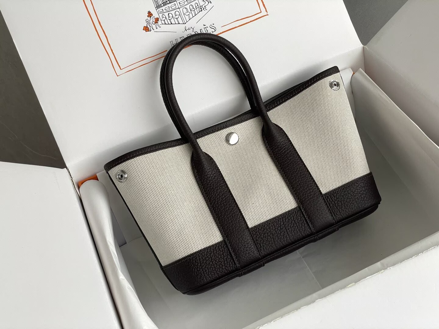 Hermes Mini Garden Party Tote Bags H3673 Black