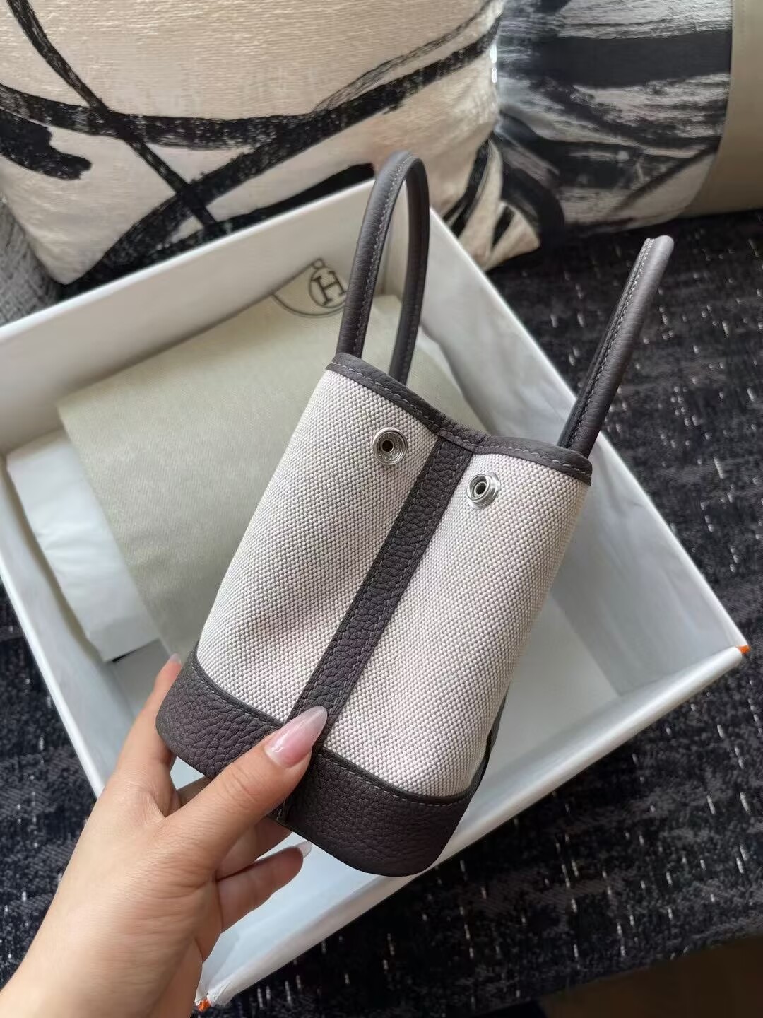 Hermes Mini Garden Party Tote Bags H3673 Gray Hermes Mini Garden Party Tote Bags H3673 Gray