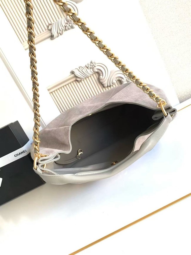 CHANEL Hobo Bag Suede Calfskin AS5978 gray