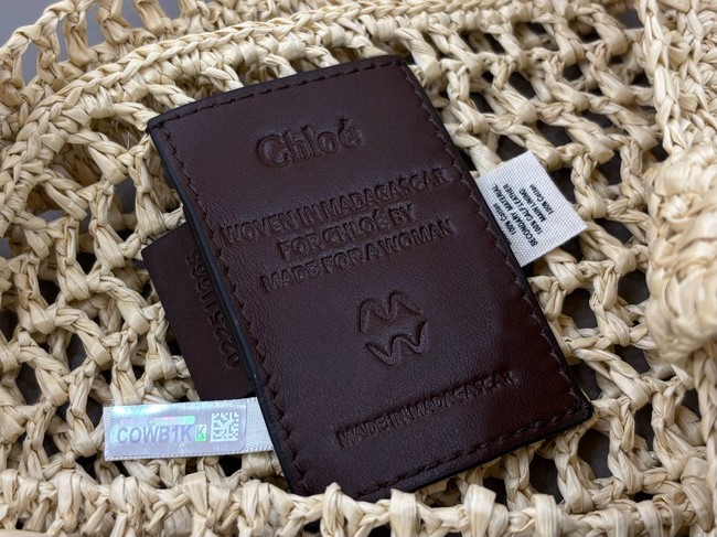 Chloe SUMMER straw and leather tote bag 0824P Nude