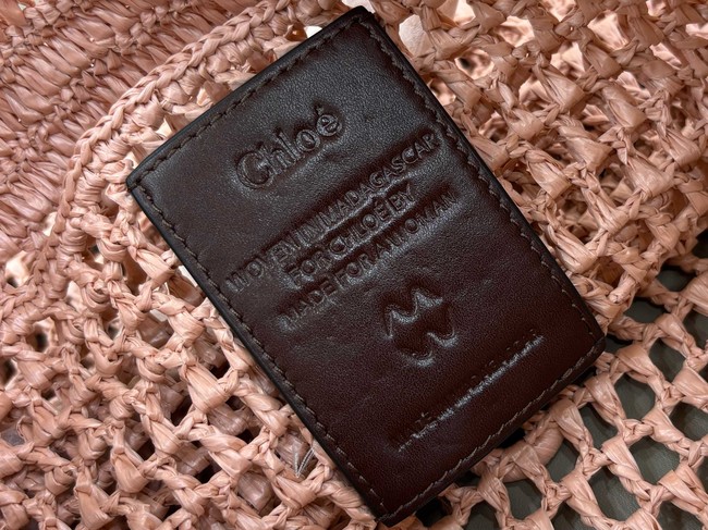 Chloe SUMMER straw and leather tote bag 0824P pink