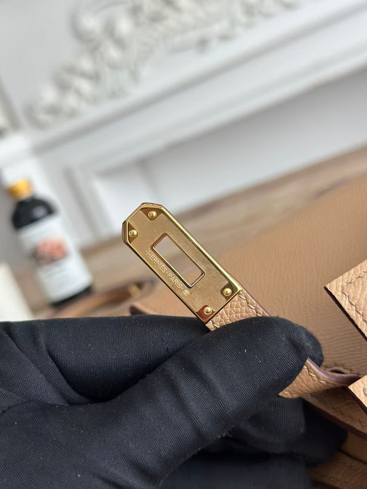 Hermes Kelly 19cm Shoulder Bags Original Epsom Leather KL19 Gray Hermes Kelly 19cm Shoulder Bags Original Epsom Leather KL19 Gray