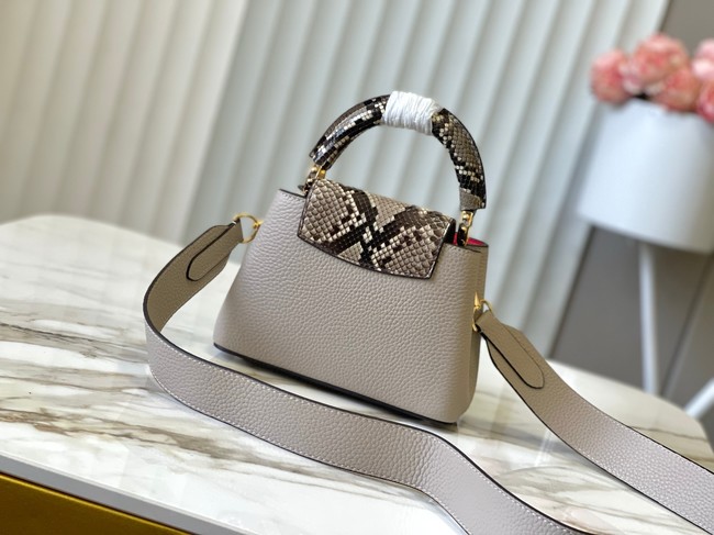 Louis Vuitton Capucines Mini M89369 light gray&gray Snake skin