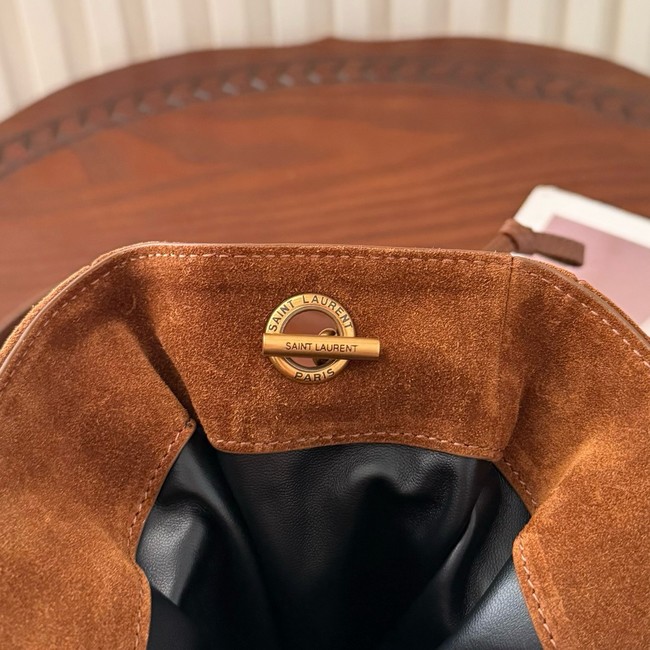 SAINT LAURENT JAMIE shoulder pouch in suede 862712 CARAMEL