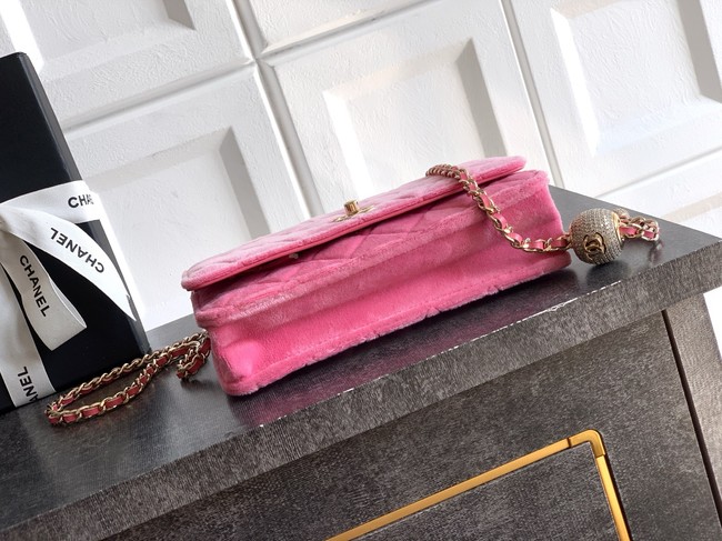Chanel velvet Wallet On Chain AP1450 pink