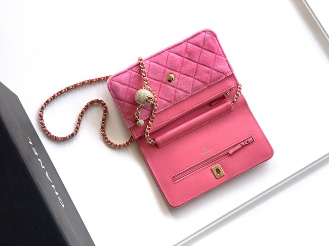 Chanel velvet Wallet On Chain AP1450 pink