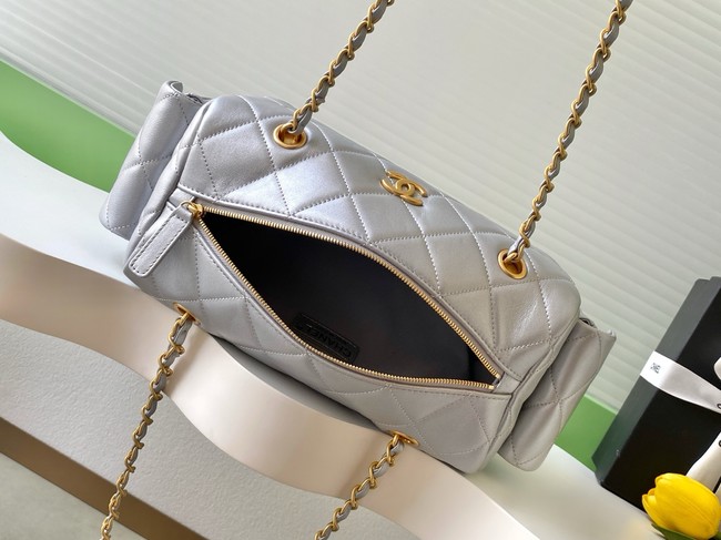 Chanel Lambskin Small Bowling Bag AS5792 Silver