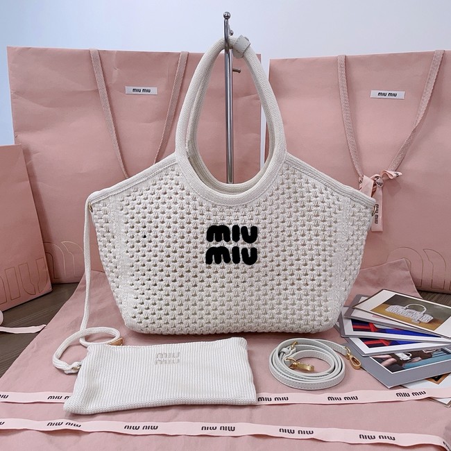 MIUMIU woven tote bag 5GB281 Beige