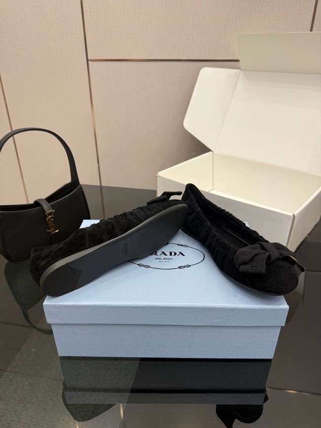 Prada Mordore nappa leather ballerinas with bow 55723-6