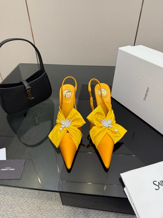 Saint Laurent AMALIA slingback pumps in satin crepe Heel 10.5CM 55726-8
