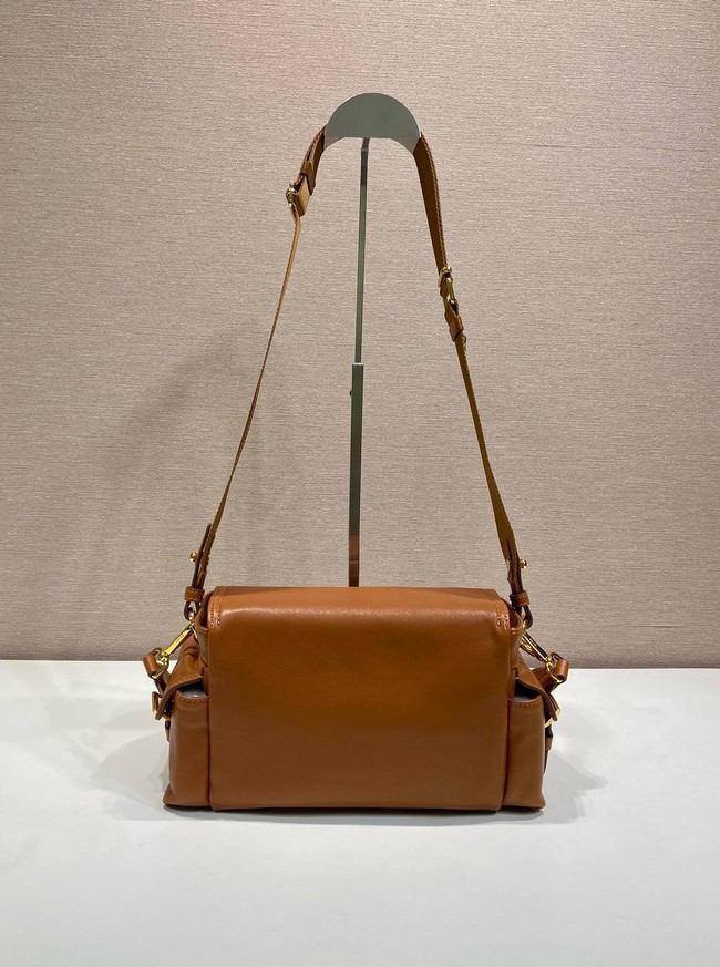 Prada Route medium leather tote bag 1BD394 camel